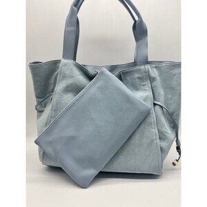 On 34th Jyyll denim large tote shoulder bag + pouch 2 PIECE set -BLUE